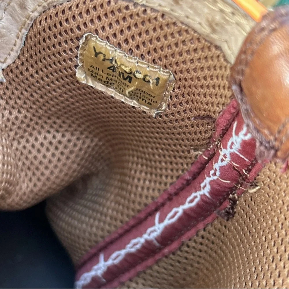 Twisted X Hooey Boots Size 4M Looper Leather Cognac Blue‎ Orange Cowboy Western